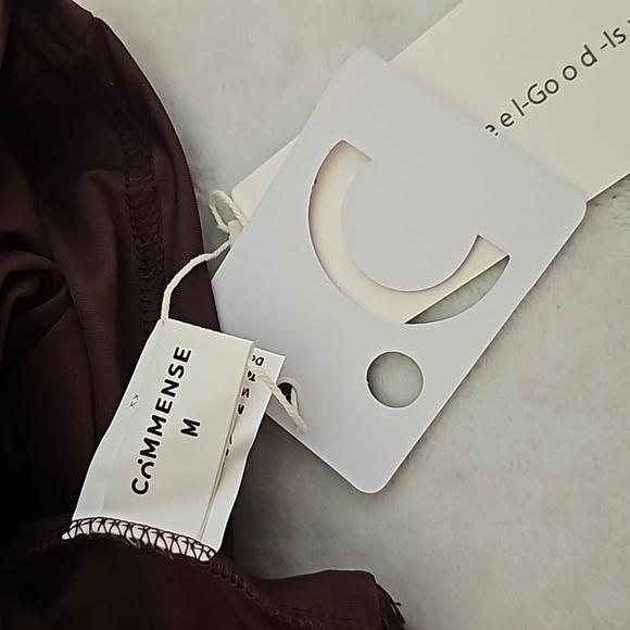 Commense Brown Long Sleeve Slim Fit Tee NWT Stretch Basic Essential Top Size M - Picture 9 of 9